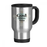 Dıythinker 378 ml God Bless You Wishes Alıntı Paslanmaz Çelik Seyahat Seyahat Saplı Kupa