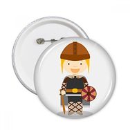 Dıythinker 5 Adet M İsveç Viking Çizgi Film Yuvarlak İğneler Rozet Düğme Giysi Dekorasyon