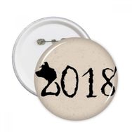 Dıythinker 5 Adet S Siyah Mutlu Yeni Yıl Büyük Köpek 2018 Yuvarlak İğneler Rozet Düğme Giysi Dekorasyon