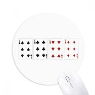 Dıythinker 6 Kalp Kürek Elmas Kulüp Desenli Baskılı Yuvarlak Kaymaz Kauçuk Mouse Pad