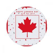 Dıythinker 60x50 cm Çok Renkli Yuvarlak Happy Canada Day 4 Temmuz Akçaağaç Yaprağı Kaymaz Zemin Evcil Hayvan Matı