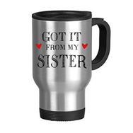 Dıythinker 623 ml For My Family It From My Sister Present Paslanmaz Çelik Seyahat Seyahat Kulplu Kupa