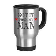 Dıythinker 623 ml For My Man It From My Woman Sevgililer Günüsi Paslanmaz Çelik Seyahat Seyahat Kulplu Kupa