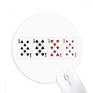 Dıythinker 8 Kalp Kürek Elmas Kulüp Desenli Baskılı Yuvarlak Kaymaz Kauçuk Mouse Pad