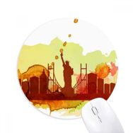Dıythinker ABD Amerika New York City Liberty Suluboya Baskılı Yuvarlak Kaymaz Kauçuk Mouse Pad