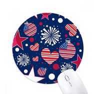 Dıythinker ABD Bayrağı Aşk Kalp Yıldız Festival Baskılı Yuvarlak Kaymaz Kauçuk Mouse Pad