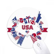 Dıythinker ABD Bayrağı Bağımsızlık Günü Kutlama Baskılı Yuvarlak Kaymaz Kauçuk Mouse Pad