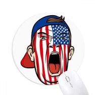 Dıythinker ABD Bayrağı Yüz Boyama Makyaj Başlığı Baskılı Yuvarlak Kaymaz Kauçuk Mouse Pad