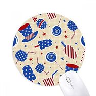 Dıythinker ABD Şapka Şeker Dondurma Yıldız Festival Baskılı Yuvarlak Kaymaz Kauçuk Mouse Pad
