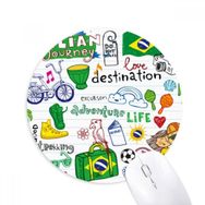 Dıythinker Adventure Life Brezilya Seyahat Brezilya Baskılı Yuvarlak Kaymaz Kauçuk Mouse Pad