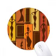Dıythinker Afrika Aborjin Siyah Kadın Sanat Soyut Baskılı Yuvarlak Kaymaz Kauçuk Mouse Pad