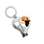 Dıythinker Afrika Haritası Savanna Fil Yaban Hayatı Siyah Kadın Anahtarlık