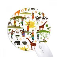 Dıythinker Afrika Savana Siyah Kadın Vahşi Yaşam Hayvanları Baskılı Yuvarlak Kaymaz Kauçuk Mouse Pad