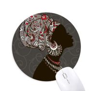 Dıythinker Afrika Siyah Kadın Aborijin Başlık Baskılı Yuvarlak Kaymaz Kauçuk Mouse Pad