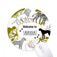 Dıythinker Afrika Welcom To Savanna Zebra Leopar Yaban Hayatı Baskılı Yuvarlak Kaymaz Kauçuk Mouse Pad