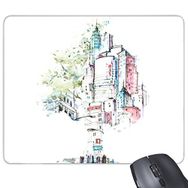 Dıythinker Ağaç Binası Çapraz Kalabalık Suluboya Resim Dikdörtgen Kaymaz Kauçuk Mouse Pad