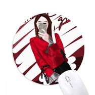 Dıythinker Akıllı Kız Figür Sanat Tasarım İllüstrasyon Baskılı Yuvarlak Kaymaz Kauçuk Mouse Pad