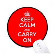 Dıythinker Alıntı Keep Calm and Carry On Kırmızı Yuvarlak Kaymaz Mouse Pad