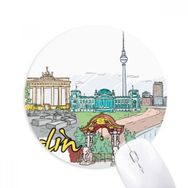 Dıythinker Almanya Berlin Kent Simgesi Mimarisi Baskılı Yuvarlak Kaymaz Kauçuk Mouse Pad
