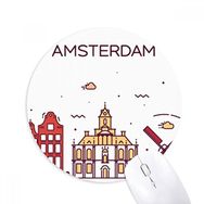 Dıythinker Amsterdam Düz Kent Simgesi Baskılı Yuvarlak Kaymaz Kauçuk Mouse Pad