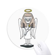 Dıythinker Angel Bastet Wing Halo Yıldız Baskılı Yuvarlak Kaymaz Kauçuk Mouse Pad