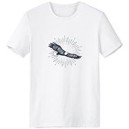 DIYthinker Antik Beyaz Mısır Keep Moving Forward Eagle Dekoratif Desen Sanat Silüeti Bisiklet Yaka Tişört