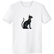 DIYthinker Antik Beyaz Mısır Soyut Dekoratif Desen Kurban Siyah Kedi Bast Bastet Sanat Desen Bisiklet Yaka Tişört