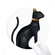 Dıythinker Antik Mısır Soyut Siyah Kedi Desenli Baskılı Yuvarlak Kaymaz Kauçuk Mouse Pad