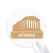 Dıythinker Atina Yunanistan Sarı Kent Simgesi Desenli Baskılı Yuvarlak Kaymaz Kauçuk Mouse Pad