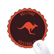 Dıythinker Avustralya Lezzeti Kanguru Amblemi Silüeti Baskılı Yuvarlak Kaymaz Kauçuk Mouse Pad