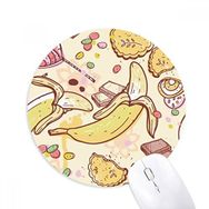 Dıythinker Banana Meyve İllüstrasyonu Renkli Desen Baskılı Yuvarlak Kaymaz Kauçuk Mouse Pad