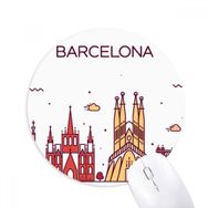 Dıythinker Barcelona İspanya Düz Kent Simgesi Desenli Baskılı Yuvarlak Kaymaz Kauçuk Mouse Pad