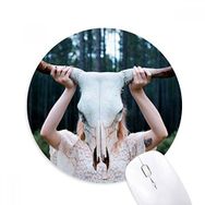 Dıythinker Başı Kız Orman Bilim Doğa Baskılı Yuvarlak Kaymaz Kauçuk Mouse Pad