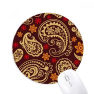 Dıythinker Baskı Tekrarlama Kumaş Kahverengi Renkli Sanat Baskılı Yuvarlak Kaymaz Kauçuk Mouse Pad