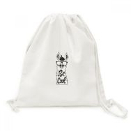 Dıythinker Be Cool Alpaca Siyah Beyaz Alıntı Kanvas İpli Sırt Çantası