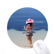 Dıythinker Beach Wave Ellie Yao Sea Back Sight Baskılı Yuvarlak Kaymaz Kauçuk Mouse Pad