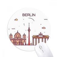 Dıythinker Berlin Almanya Düz Kent Simgesi Desenli Baskılı Yuvarlak Kaymaz Kauçuk Mouse Pad