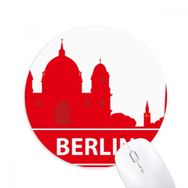 Dıythinker Berlin Almanya Kırmızı Simge Desenli Baskılı Yuvarlak Kaymaz Kauçuk Mouse Pad