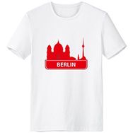 DIYthinker Berlin Beyaz Almanya Kırmızı Simge Desenli Bisiklet Yaka Tişört