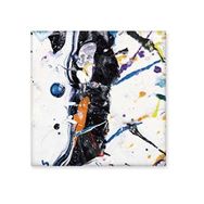 Dıythinker Beyaz Arka Plan Siyah Hava Fırçalama Sonrası Modern Soyut Sanat Boyama 10x10 cm Seramik Karo