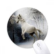 Dıythinker Beyaz At Bilim Doğa Manzarası Baskılı Yuvarlak Kaymaz Kauçuk Mouse Pad