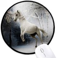 Dıythinker Beyaz At Bilim Doğa Manzarası Yuvarlak Kaymaz Mouse Pad
