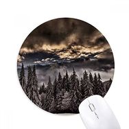 Dıythinker Beyaz Çam Gökyüzü Koyu Gökyüzü Baskılı Yuvarlak Kaymaz Kauçuk Mouse Pad