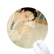 Dıythinker Beyaz Çin Geleneksel Güzellik Boyama Baskılı Yuvarlak Kaymaz Kauçuk Mouse Pad