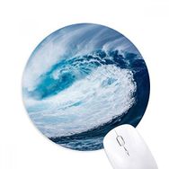 Dıythinker Beyaz Dalga Deniz Su Bilimi Doğa Resmi Baskılı Yuvarlak Kaymaz Kauçuk Mouse Pad