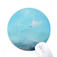 Dıythinker Beyaz Gökyüzü Kuş Baskılı Yuvarlak Kaymaz Kauçuk Mouse Pad