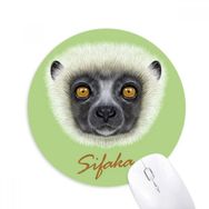 Dıythinker Beyaz Kabarık Sifaka Maymun Hayvan Baskılı Yuvarlak Kaymaz Kauçuk Mouse Pad