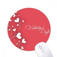 Dıythinker Beyaz Kalpler Sarmaşık Sevgililer Günü Pembe Baskılı Yuvarlak Kaymaz Kauçuk Mouse Pad