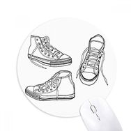 Dıythinker Beyaz Kanvas Ayakkabı El Boyaması Baskılı Yuvarlak Kaymaz Kauçuk Mouse Pad