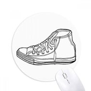 Dıythinker Beyaz Kanvas Ayakkabı El Boyaması Desen Baskılı Yuvarlak Kaymaz Kauçuk Mouse Pad